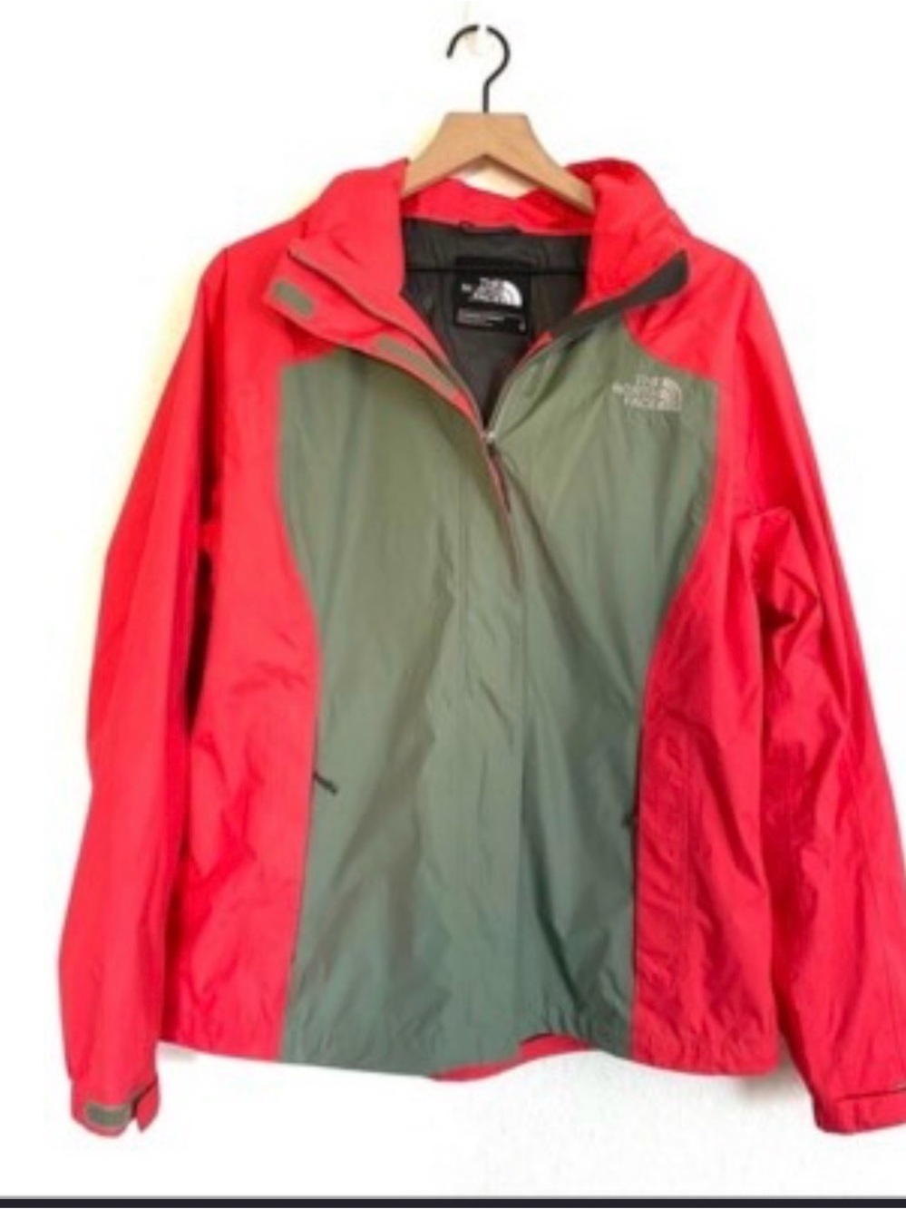 Vintage HyVent North Face Women's Red & Olive Waterproof Jacket